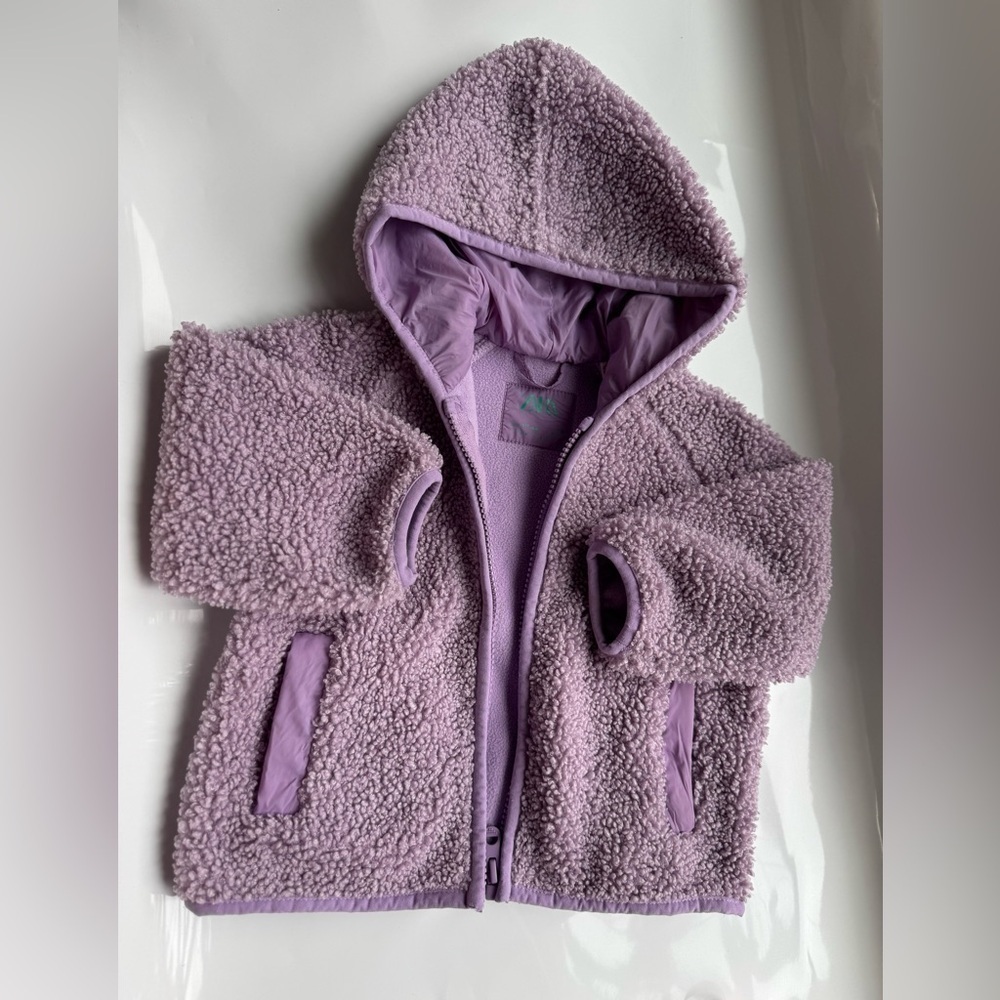 ZARA Baby Sherpa Hooded Jacket purple Lavender (Size 1½–2 Years / 86 cm) - Picture 2 of 7